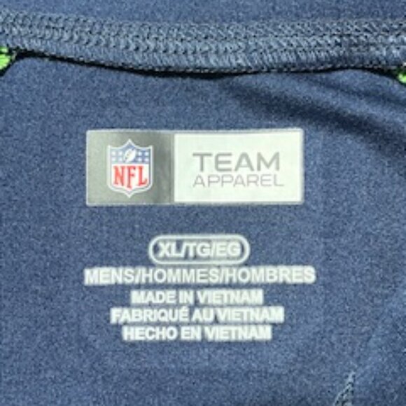 Team Apparel  Navy and Green Seahawk Quarter Zip Shirt - Mens Size XL - Picture 4 of 6